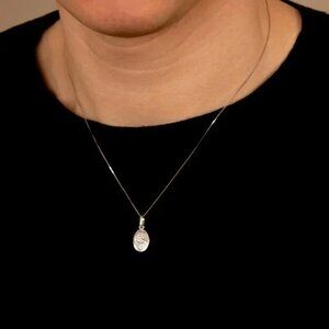 10K Solid White Gold Saint Christopher Pendant Necklace Stamped 10K ITALY